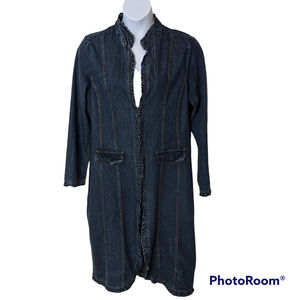 North Style Long Blue Denim Duster Jacket Size XL